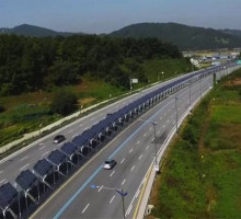 Солнечная крыша, протяжённостью в 30 километров над велосипедным шоссе в Южной Корее